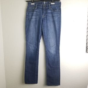 7 For All Mankind Cotton Blend Straight Blue Jeans